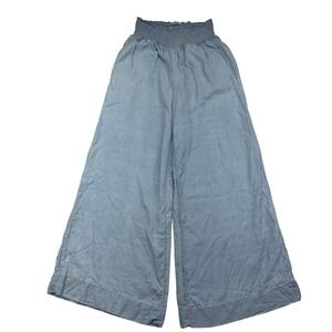 Joie Wide Leg Cropped Pants Light Wash Denim Lyocell Smocked Waist Size S